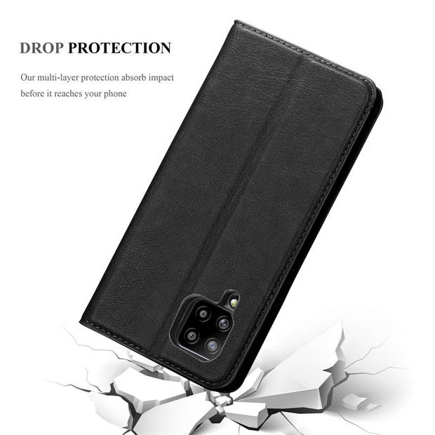 Cadorabo Hoesje geschikt voor Samsung Galaxy A42 4G in ZWARTE NACHT - Beschermhoes Case magnetische sluiting Cover