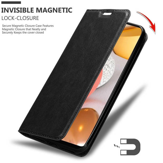 Cadorabo Hoesje geschikt voor Samsung Galaxy A42 4G in ZWARTE NACHT - Beschermhoes Case magnetische sluiting Cover