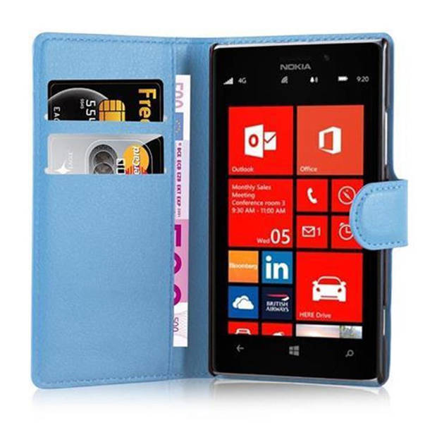 Cadorabo Hoesje geschikt voor Nokia Lumia 925 in PASTEL BLAUW - Beschermhoes Cover magnetische sluiting Case