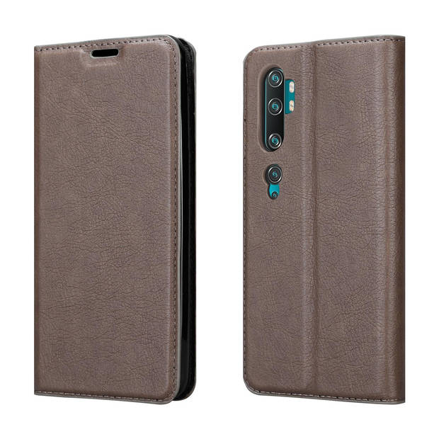 Cadorabo Hoesje geschikt voor Xiaomi Mi NOTE 10 in KOFFIE BRUIN - Beschermhoes Case magnetische sluiting Cover