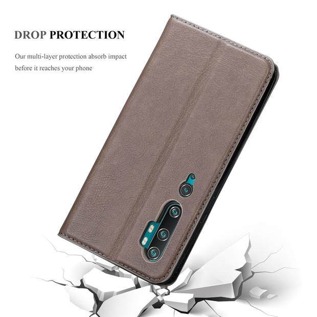 Cadorabo Hoesje geschikt voor Xiaomi Mi NOTE 10 in KOFFIE BRUIN - Beschermhoes Case magnetische sluiting Cover