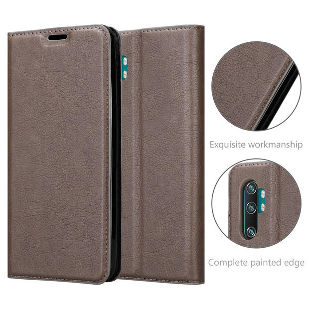 Cadorabo Hoesje geschikt voor Xiaomi Mi NOTE 10 in KOFFIE BRUIN - Beschermhoes Case magnetische sluiting Cover