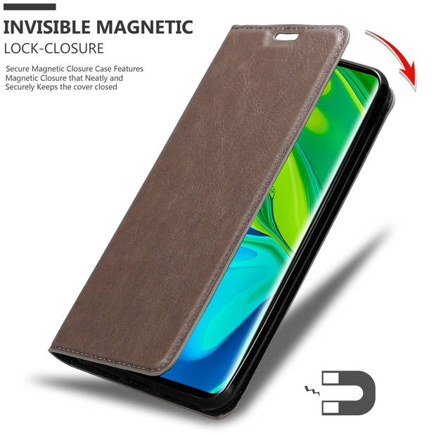 Cadorabo Hoesje geschikt voor Xiaomi Mi NOTE 10 in KOFFIE BRUIN - Beschermhoes Case magnetische sluiting Cover