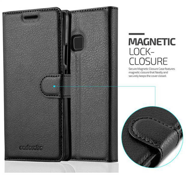 Cadorabo Hoesje geschikt voor Huawei P8 LITE 2017 / P9 LITE 2017 in PHANTOM ZWART - Beschermhoes Cover magnetische