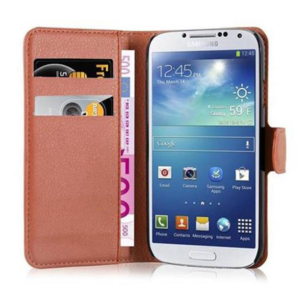 Cadorabo Hoesje geschikt voor Samsung Galaxy S4 in CHOCOLADE BRUIN - Beschermhoes Cover magnetische sluiting Case