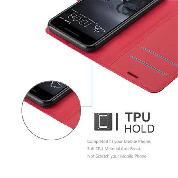 Cadorabo Hoesje geschikt voor HTC ONE A9 in KARMIJN ROOD - Beschermhoes Cover magnetische sluiting Case