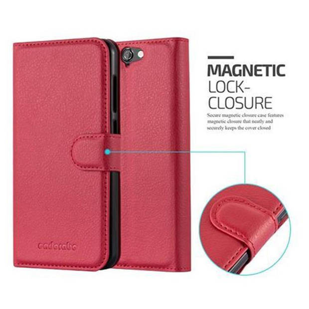 Cadorabo Hoesje geschikt voor HTC ONE A9 in KARMIJN ROOD - Beschermhoes Cover magnetische sluiting Case