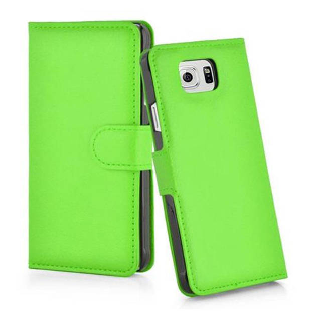 Cadorabo Hoesje geschikt voor Samsung Galaxy S6 in MUNT GROEN - Beschermhoes Cover magnetische sluiting Case