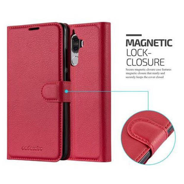 Cadorabo Hoesje geschikt voor Huawei MATE 9 in KARMIJN ROOD - Beschermhoes Cover magnetische sluiting Case