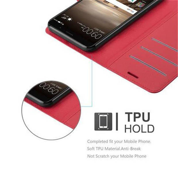 Cadorabo Hoesje geschikt voor Huawei MATE 9 in KARMIJN ROOD - Beschermhoes Cover magnetische sluiting Case