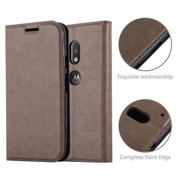 Cadorabo Hoesje geschikt voor Motorola MOTO G4 PLAY in KOFFIE BRUIN - Beschermhoes Case magnetische sluiting Cover