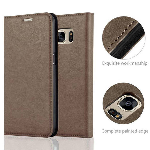 Cadorabo Hoesje geschikt voor Samsung Galaxy S7 in KOFFIE BRUIN - Beschermhoes Case magnetische sluiting Cover