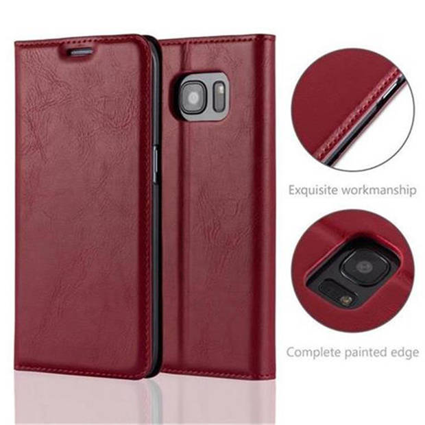 Cadorabo Hoesje geschikt voor Samsung Galaxy S7 EDGE in APPEL ROOD - Beschermhoes Case magnetische sluiting Cover