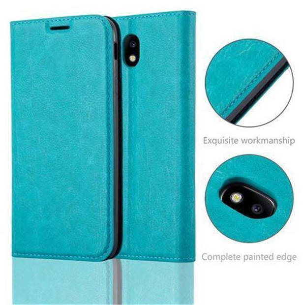 Cadorabo Hoesje geschikt voor Samsung Galaxy J7 2017 in BENZINE TURKOOIS - Beschermhoes Case magnetische sluiting Cover