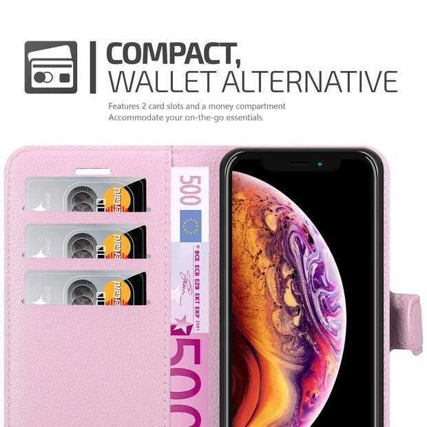 Cadorabo Hoesje geschikt voor Apple iPhone X / XS in LOTUS ROZE - Beschermhoes Cover magnetische sluiting Case