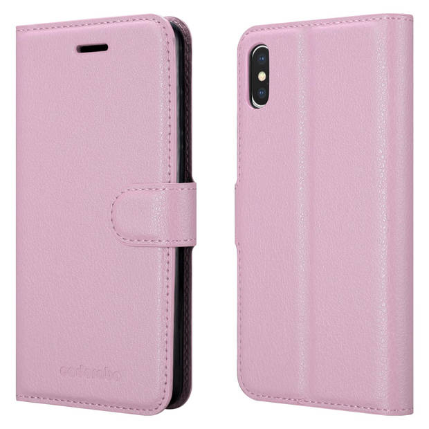 Cadorabo Hoesje geschikt voor Apple iPhone X / XS in LOTUS ROZE - Beschermhoes Cover magnetische sluiting Case