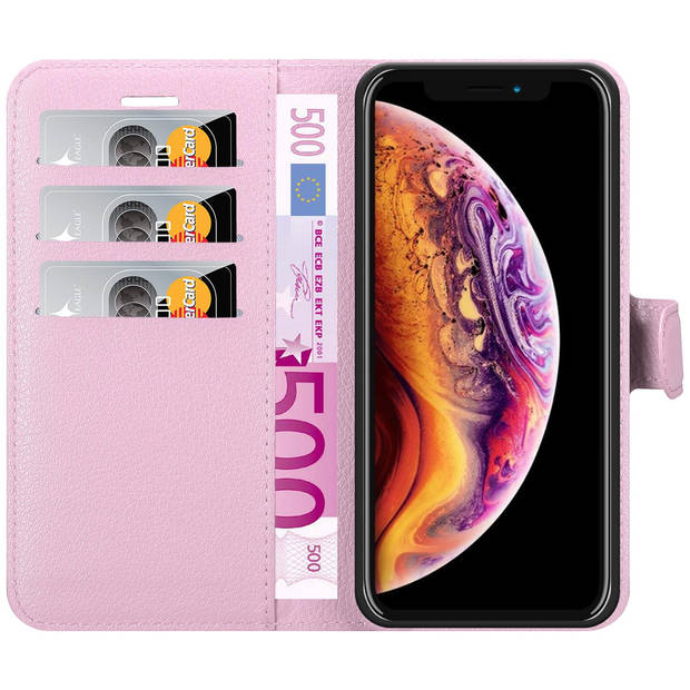 Cadorabo Hoesje geschikt voor Apple iPhone X / XS in LOTUS ROZE - Beschermhoes Cover magnetische sluiting Case