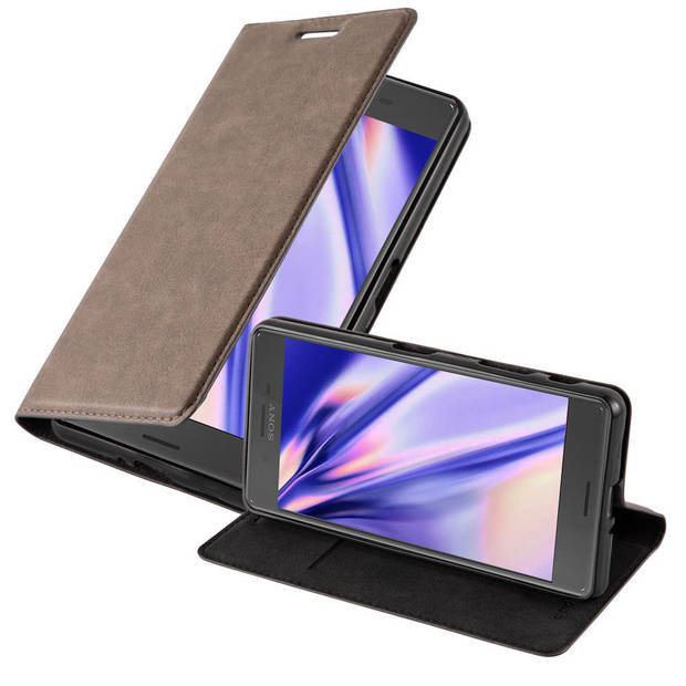 Cadorabo Hoesje geschikt voor Sony Xperia X PERFORMANCE in KOFFIE BRUIN - Beschermhoes Case magnetische sluiting Cover