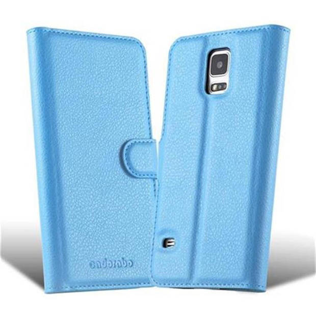 Cadorabo Hoesje geschikt voor Samsung Galaxy S5 / S5 NEO in PASTEL BLAUW - Beschermhoes Cover magnetische sluiting Case