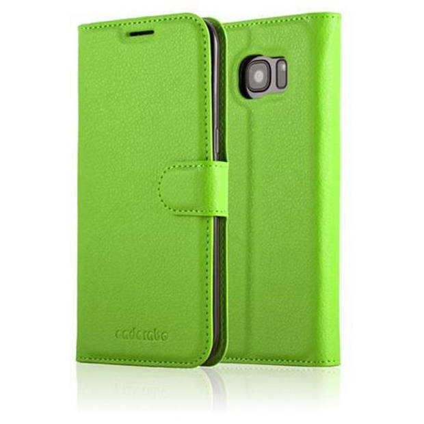 Cadorabo Hoesje geschikt voor Samsung Galaxy S7 EDGE in MUNT GROEN - Beschermhoes Cover magnetische sluiting Case