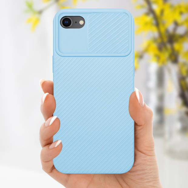 Cadorabo Hoesje geschikt voor Apple iPhone 7 / 7S / 8 / SE 2020 in Bonbon Licht Blauw - Beschermhoes TPU-silicone Case