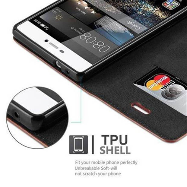 Cadorabo Hoesje geschikt voor Huawei P8 in CAPPUCCINO BRUIN - Beschermhoes Case magnetische sluiting Cover