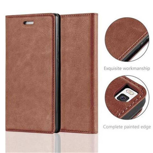 Cadorabo Hoesje geschikt voor Huawei P8 in CAPPUCCINO BRUIN - Beschermhoes Case magnetische sluiting Cover