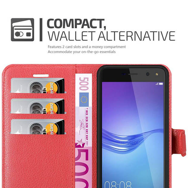 Cadorabo Hoesje geschikt voor Huawei Y5 2017 / Y6 2017 in KARMIJN ROOD - Beschermhoes Cover magnetische sluiting Case