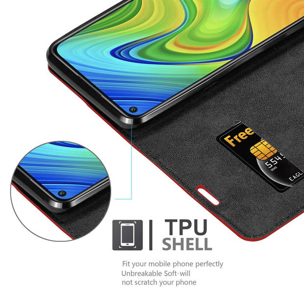 Cadorabo Hoesje geschikt voor Xiaomi RedMi NOTE 9 in APPEL ROOD - Beschermhoes Case magnetische sluiting Cover