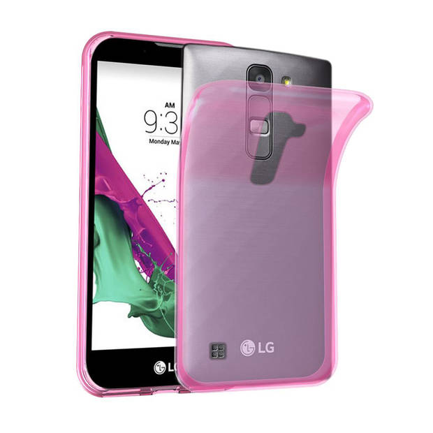 Cadorabo Hoesje geschikt voor LG G4C / G4 MINI / MAGNA in TRANSPARANT ROZE - Beschermhoes Cover gemaakt van TPU Silicone