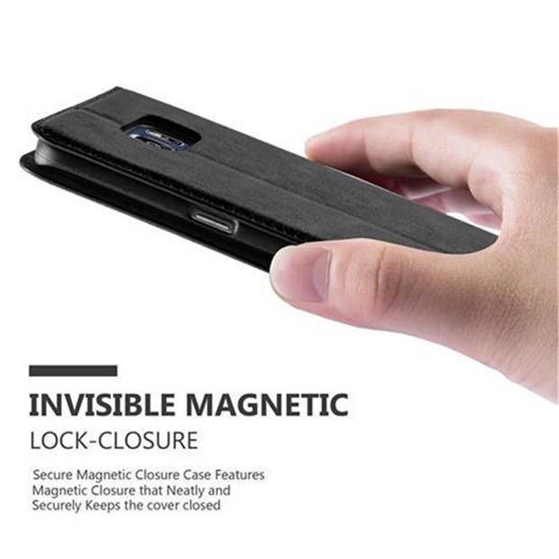 Cadorabo Hoesje geschikt voor Samsung Galaxy S6 EDGE in ZWARTE NACHT - Beschermhoes Case magnetische sluiting Cover