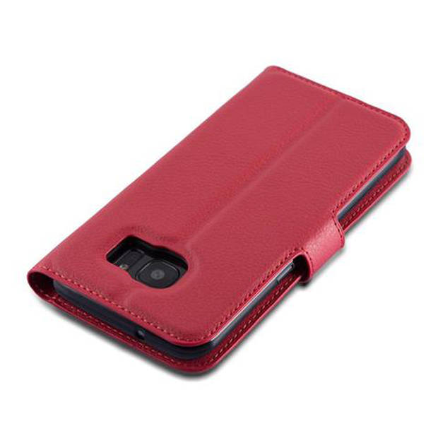 Cadorabo Hoesje geschikt voor Samsung Galaxy S7 EDGE in KARMIJN ROOD - Beschermhoes Cover magnetische sluiting Case