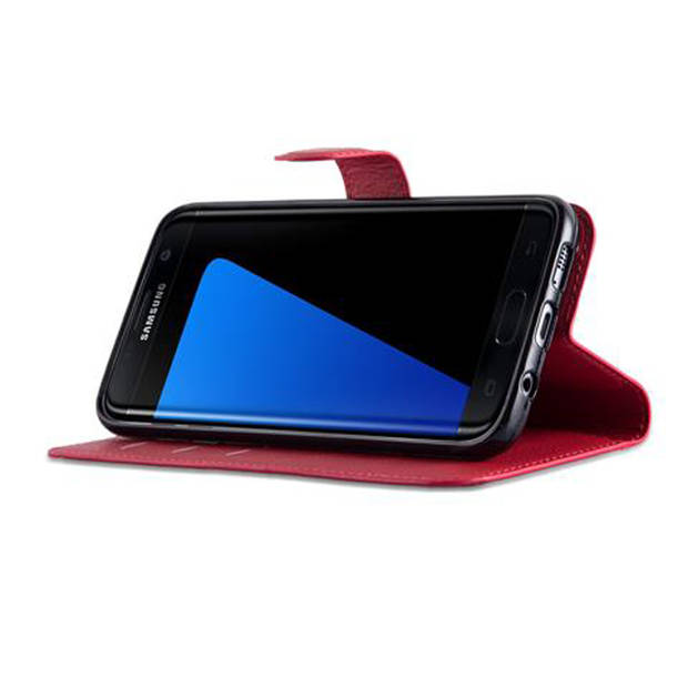 Cadorabo Hoesje geschikt voor Samsung Galaxy S7 EDGE in KARMIJN ROOD - Beschermhoes Cover magnetische sluiting Case