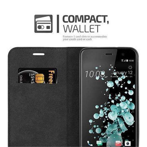 Cadorabo Hoesje geschikt voor HTC U PLAY in ZWARTE NACHT - Beschermhoes Case magnetische sluiting Cover