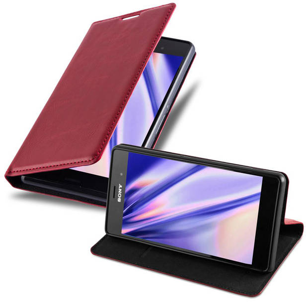 Cadorabo Hoesje geschikt voor Sony Xperia Z3 in APPEL ROOD - Beschermhoes Case magnetische sluiting Cover