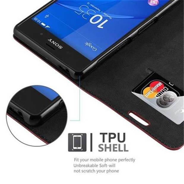 Cadorabo Hoesje geschikt voor Sony Xperia Z3 in APPEL ROOD - Beschermhoes Case magnetische sluiting Cover