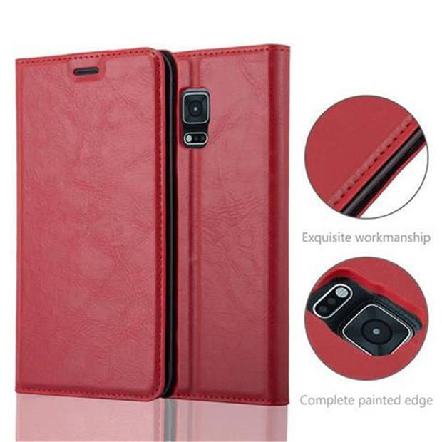 Cadorabo Hoesje geschikt voor Samsung Galaxy NOTE EDGE in APPEL ROOD - Beschermhoes Case magnetische sluiting Cover