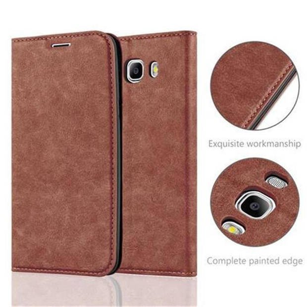 Cadorabo Hoesje geschikt voor Samsung Galaxy J7 2016 in CAPPUCCINO BRUIN - Beschermhoes Case magnetische sluiting Cover