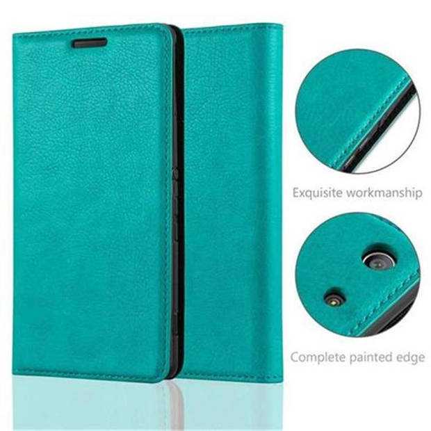 Cadorabo Hoesje geschikt voor Sony Xperia M5 in BENZINE TURKOOIS - Beschermhoes Case magnetische sluiting Cover