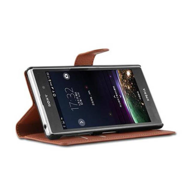 Cadorabo Hoesje geschikt voor Sony Xperia Z1 in CHOCOLADE BRUIN - Beschermhoes Cover magnetische sluiting Case