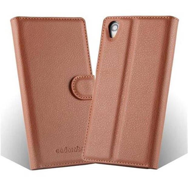 Cadorabo Hoesje geschikt voor Sony Xperia Z1 in CHOCOLADE BRUIN - Beschermhoes Cover magnetische sluiting Case