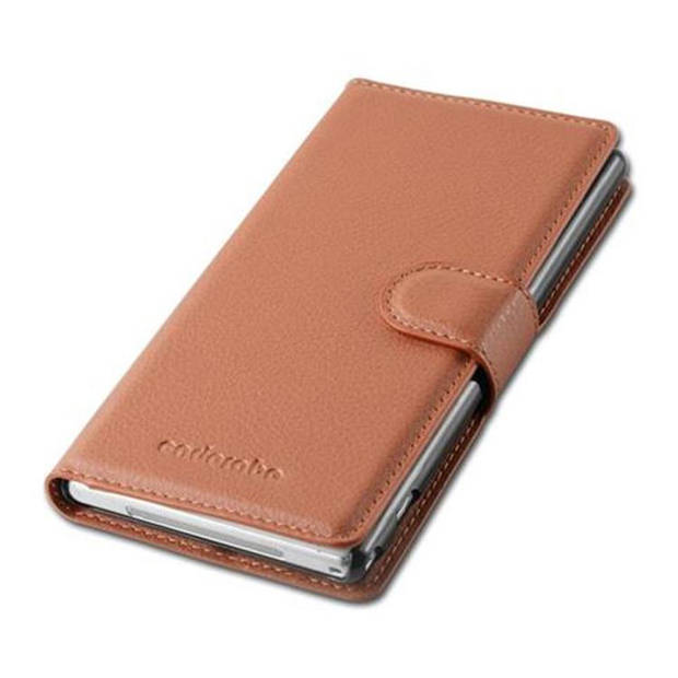 Cadorabo Hoesje geschikt voor Sony Xperia Z1 in CHOCOLADE BRUIN - Beschermhoes Cover magnetische sluiting Case