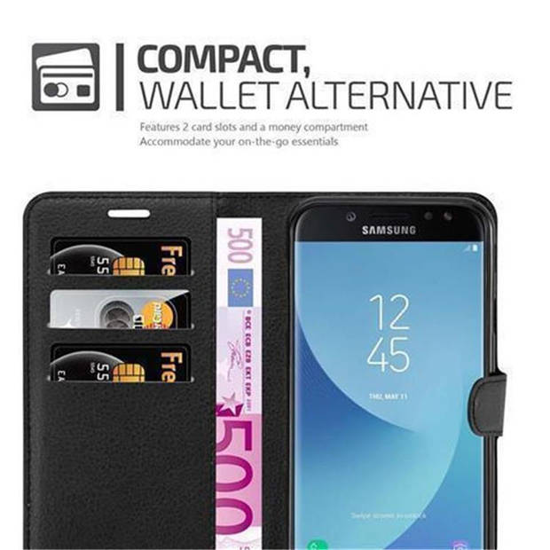 Cadorabo Hoesje geschikt voor Samsung Galaxy J3 2017 in PHANTOM ZWART - Beschermhoes Cover magnetische sluiting Case