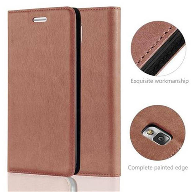 Cadorabo Hoesje geschikt voor Samsung Galaxy NOTE 3 in CAPPUCCINO BRUIN - Beschermhoes Case magnetische sluiting Cover