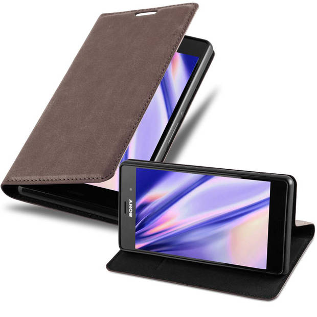 Cadorabo Hoesje geschikt voor Sony Xperia Z3 in KOFFIE BRUIN - Beschermhoes Case magnetische sluiting Cover