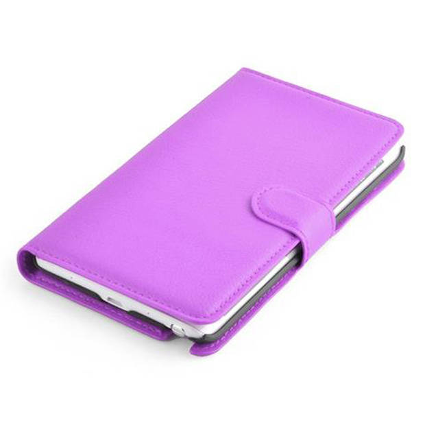 Cadorabo Hoesje geschikt voor Samsung Galaxy NOTE EDGE in MANGAAN PAARS - Beschermhoes Cover magnetische sluiting Case