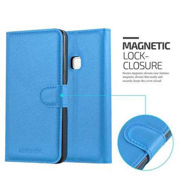 Cadorabo Hoesje geschikt voor Huawei P10 LITE in PASTEL BLAUW - Beschermhoes Cover magnetische sluiting Case