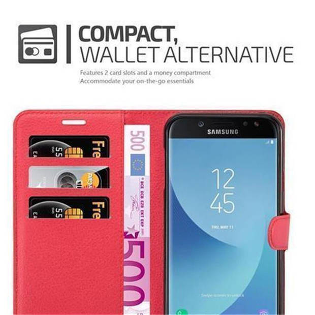 Cadorabo Hoesje geschikt voor Samsung Galaxy J5 2017 in KARMIJN ROOD - Beschermhoes Cover magnetische sluiting Case