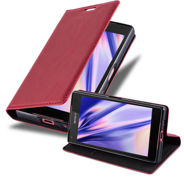 Cadorabo Hoesje geschikt voor Sony Xperia Z5 COMPACT in APPEL ROOD - Beschermhoes Case magnetische sluiting Cover