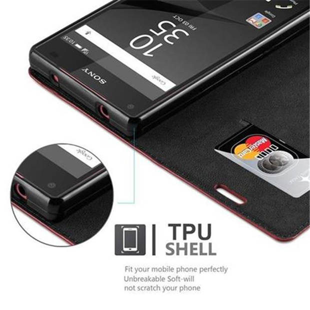 Cadorabo Hoesje geschikt voor Sony Xperia Z5 COMPACT in APPEL ROOD - Beschermhoes Case magnetische sluiting Cover